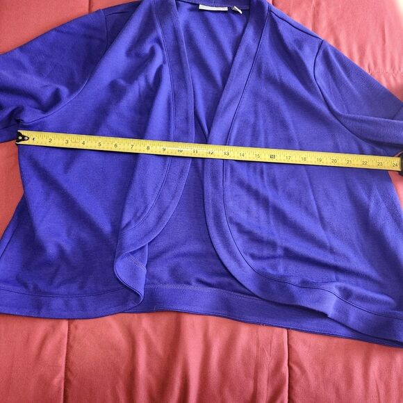 Susan Graver Liquid Knit Royal Blue Open Front Shrug Cardigan 1X - Picture 5 of 8